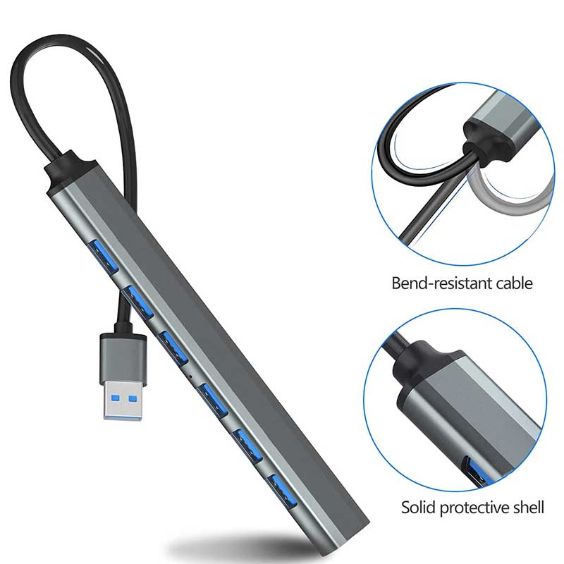 7 PORT USB 3.0 ULTRA SLIM PORTABLE HUB ALUMINUM ALLOY | 7 PORT USB 3.0 ULTRA SLIM PORTABLE HUB ALUMINUM ALLOY - Ideal Connection For Hard Disk Drives, Digital Cameras, Scanners, Printers, External CD/DVD,Flash Memory Drives,Mouse,Keyboard And Etc |USB Hub