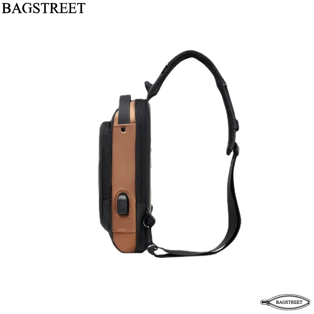 BAGSTREET New Waterproof Anti-Theft Unisex Sling Crossbody Bag with USB Charging Port and Combination Lock - Black