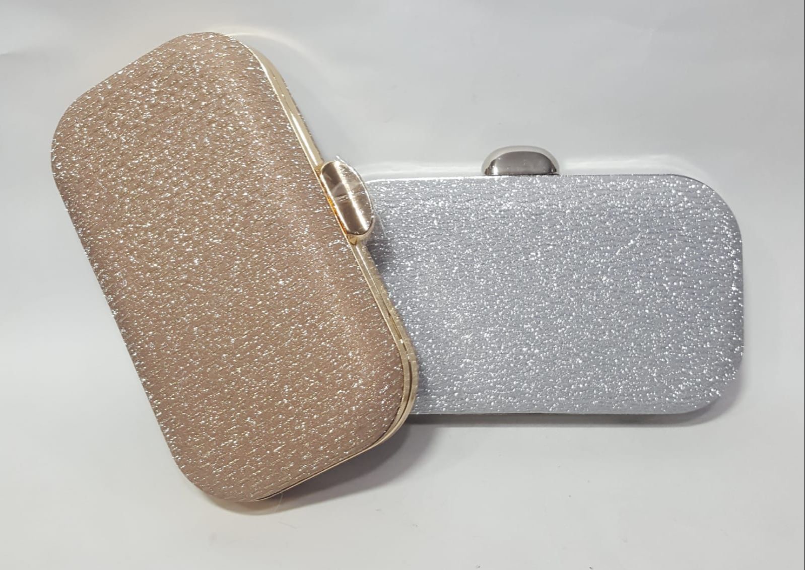 Elegant Glitter Box Clutch Bag for Women - Bridal, Party, Wedding, & Formal Occasions - Available in Gold & Silver
