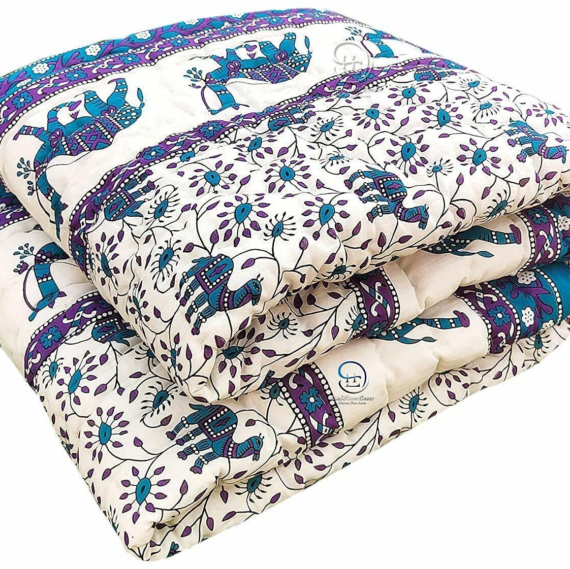 Single bed Razai 4 kg Cotton FIlling Size 213*152 cm (84*60 Inches) Lehaaf Beautiful Design quilt warm For winter