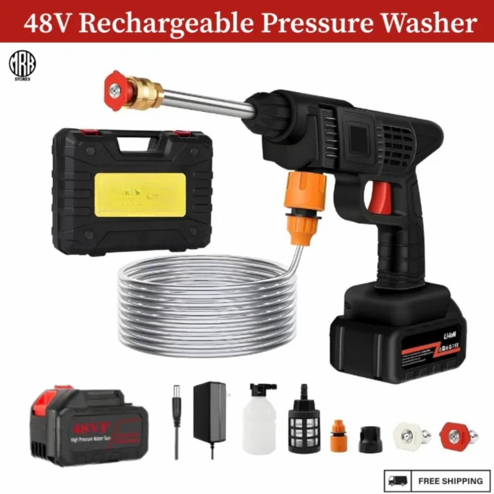 Pressure Washer Rechargeable 48V - Car Washer Pump - Pressure Washer Gun - Car Washer Gun - 30 Bar Portable Car Washer Gun High Pressure - Car Wash Spray Gun - Solar Panel Cleaner - Electric Pressure Pump Power Washer for Car,Fence,Wall,Floor Cleaning
