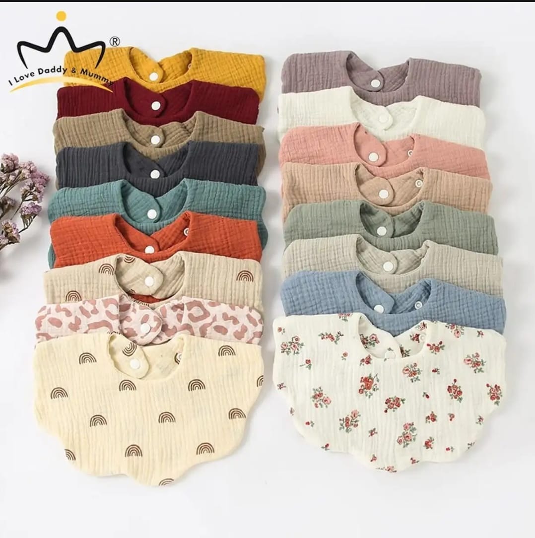 GP -Soft Cotton Gauze Baby Bibs Cute Solid Newborn Kids Bandana Bib Flower Burp Cloth Soft Infant Boys Girls Saliva Towel