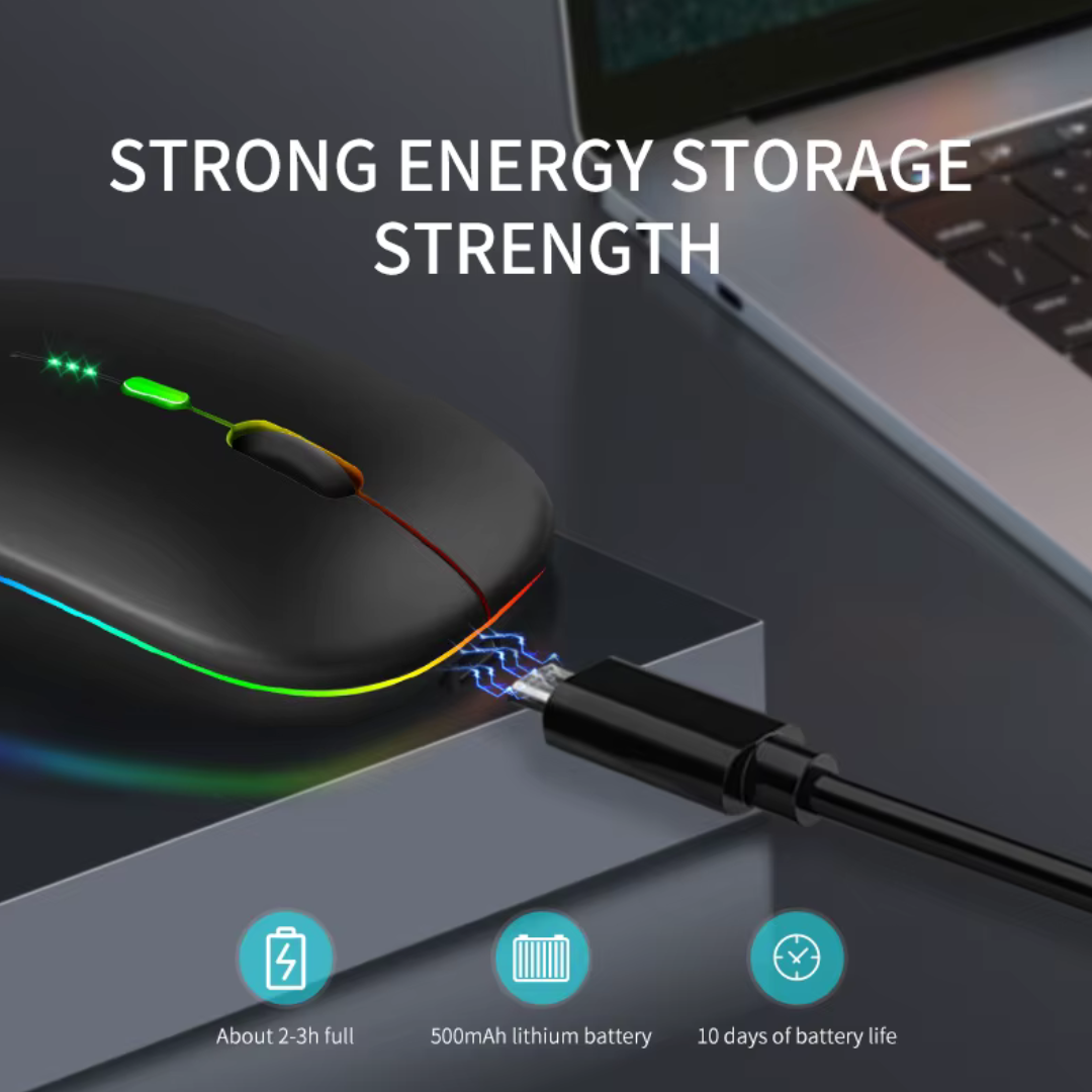 Ultra Slim RGB Bluetooth Wireless Mouse With Dongle And  Mouse Pad Dual Mode Rechargeable Optical