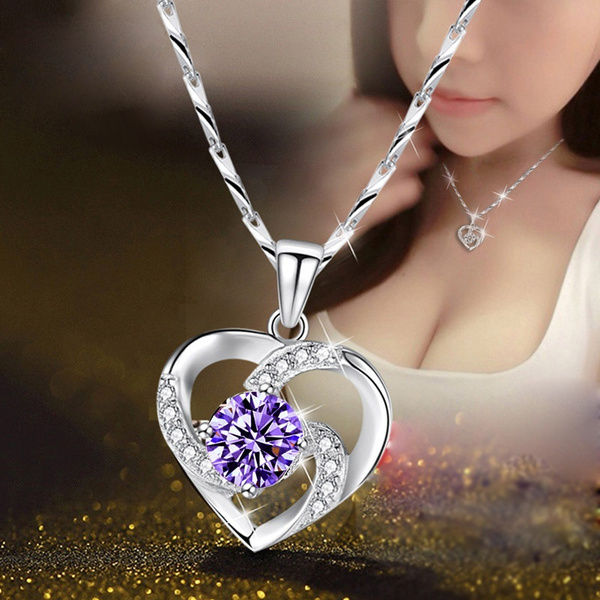 Heart Pendant Necklace for Girls Silver Color Women Casual Heart-shaped Pendant Necklace for Ladies Fashion Jewelry