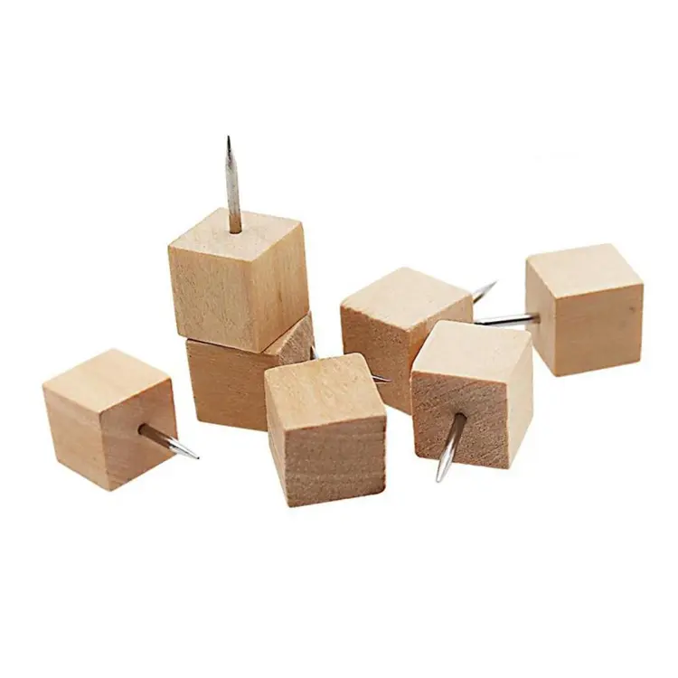 PPYY-130pcs Round Wood Decorative Push Pins, Wood Head and Steel Needle  Point Thumb Tacks for