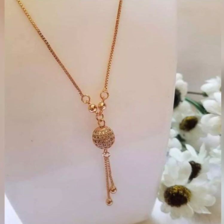 Golden Chain & Ball Shape Locket Necklace for Girls / Women