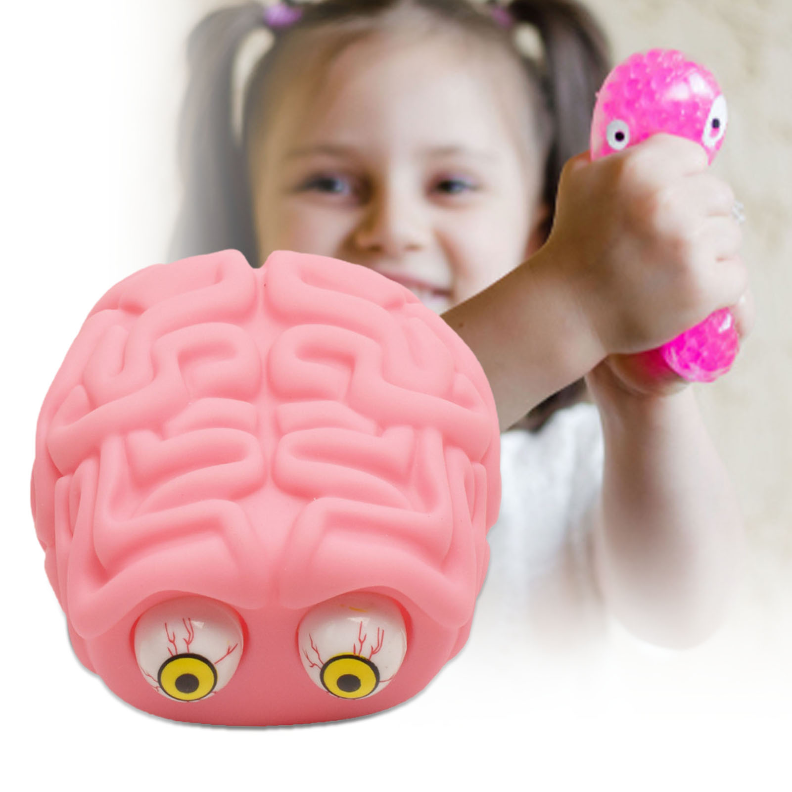 Cartoon Brain Eye Popping Squeeze Stress Tension Relief Kids ...