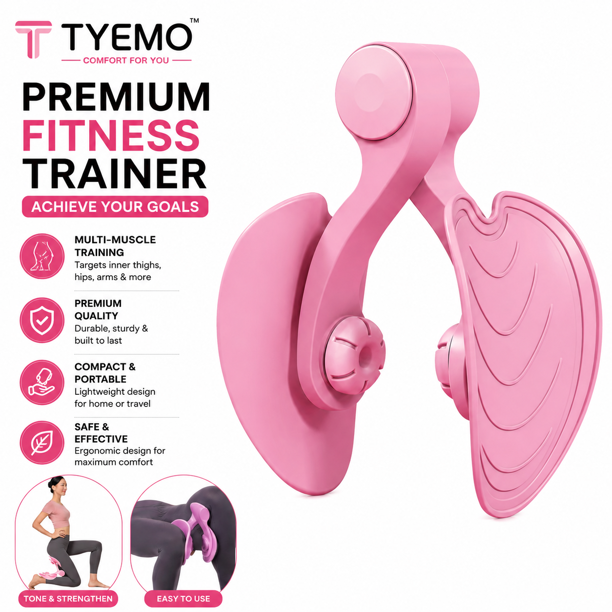 TYMO Professional Inner Thigh Trainer Kegel Pelvic Floor Exerciser Hip Shaper Leg Muscle Training Bodybuilding Home Fitness Equipment