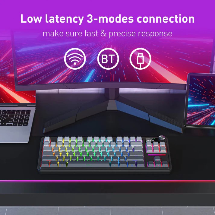 Redragon ANTONIUM K743 PRO 80% Gasket RGB Gaming Keyboard with Hype 1.14’’ TFT Screen & Knob, 84 Keys Mechanical Keyboard Side Printed Keycaps Hot-Swappable 17 b33da86146c79e905f829c3909a64661