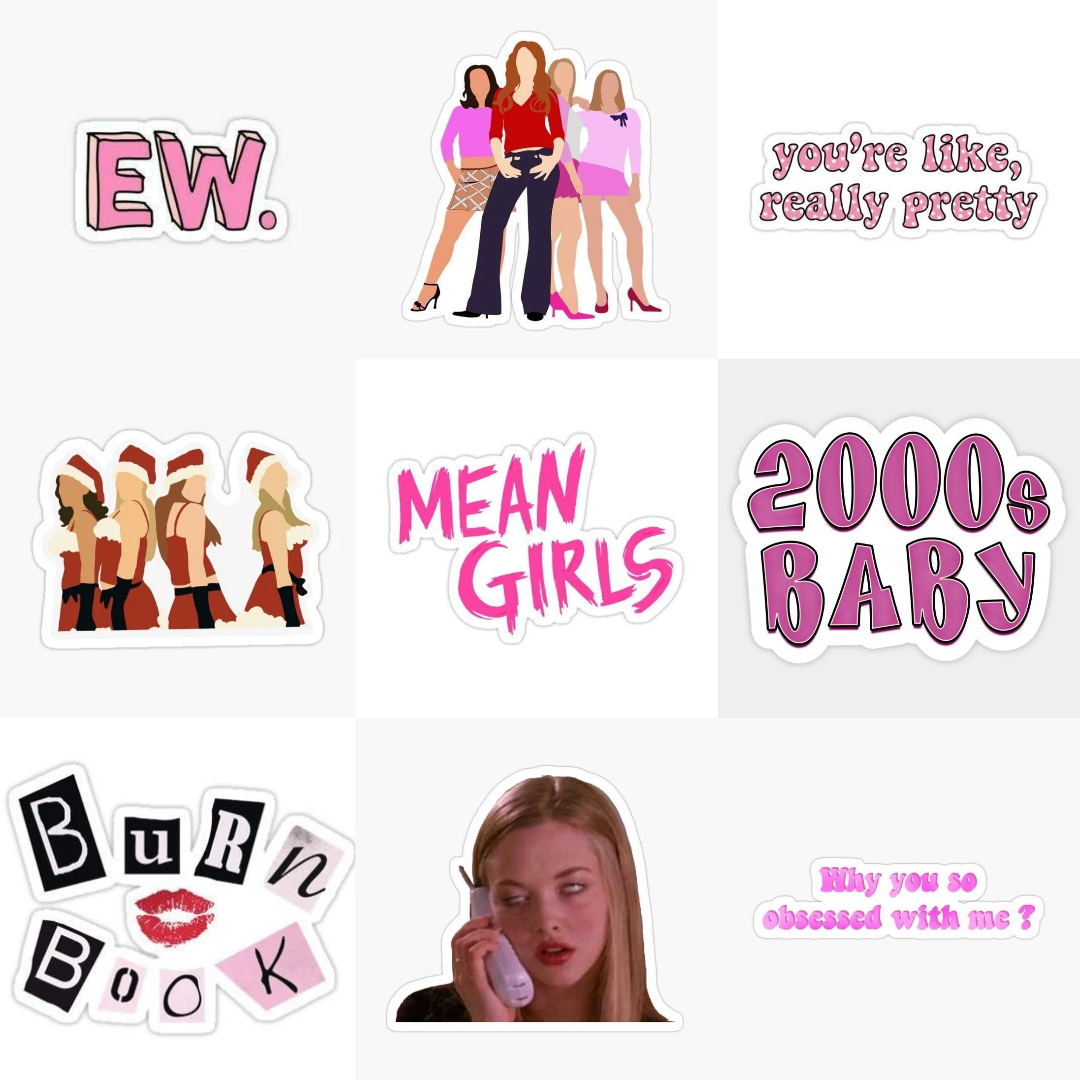 25pcs MEAN GIRLS sticker pack pink girl cute iconic movie character tv aesthetic regina karen gossip girl sitckers for journaling