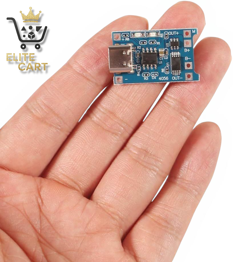 TP4056 Charging Module | Type-C + Micro USB 5V 1A Lithium Battery Charger Board with Protection | 18650 Li-ion 3.7V Cell BMS Fast Charging Circuit | DIY Power Bank Solar LED Light Robotics IoT Projects Battery Management Module in Pakistan