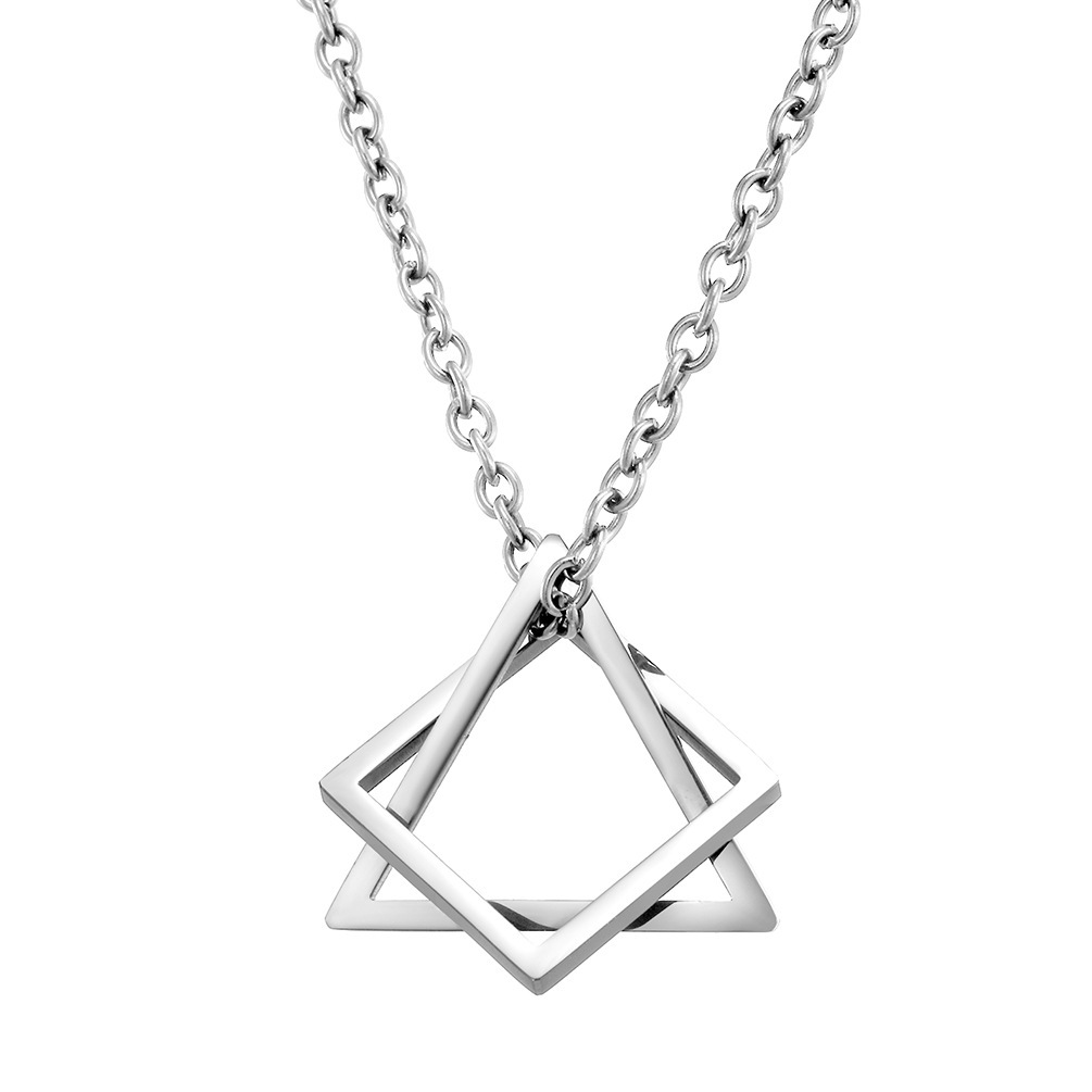 Geometry Interlocking Square Triangle Pendant for Men Hip Hop Necklace