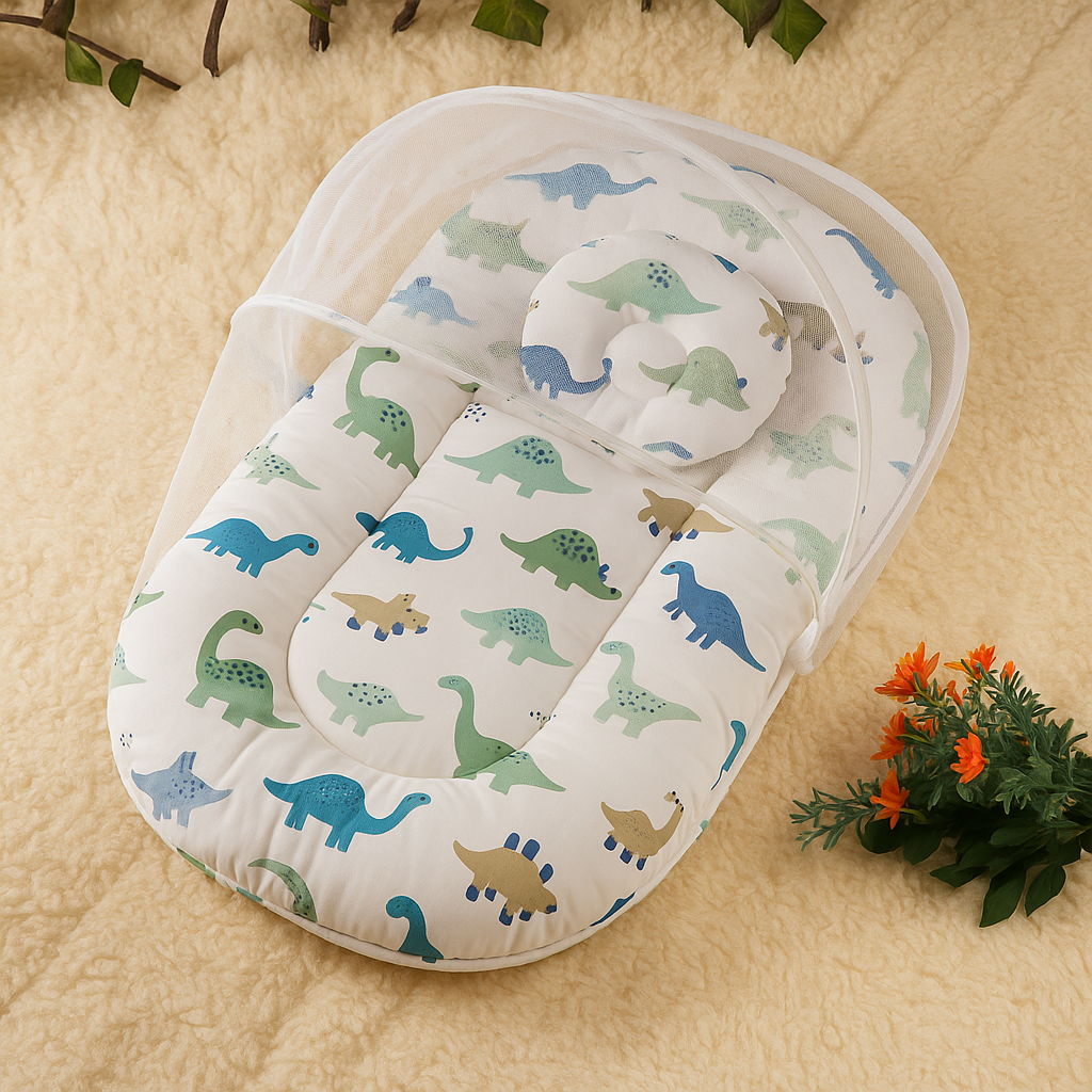 Baby Mosquito Net, Folding Baby Bed Net with Mat and Pillow, Baby Carry Nest, Sleeping Bed With Net Cover for Home Travel