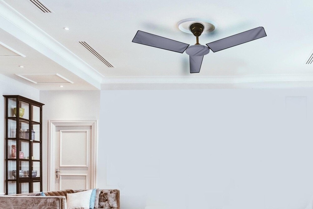 Ceiling Fan Covers with Motor Cover Grey/Black 4 Pcs fan cover Washable & Dustproof