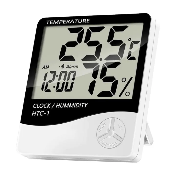 HTC-1 Electronic Temperature Humidity Meter, For Medical Indoor Room LCD Digital Thermometer, Hygrometer, Weather Station, Alarm Clock For Baby Room, Egg Incubator & Birds