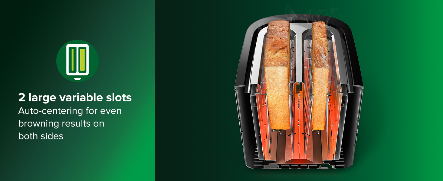 toaster 2 slice black wide slot small 