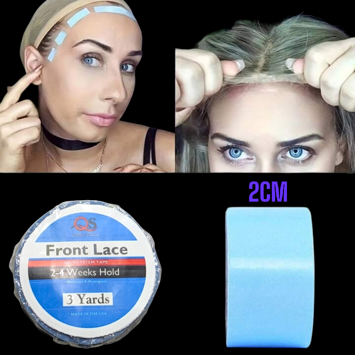 Strong Hold Waterproof Lace Front Wig Tape - 2.74 Meter Double-Sided, Transparent & Traceless Adhesive for Hair Extensions
