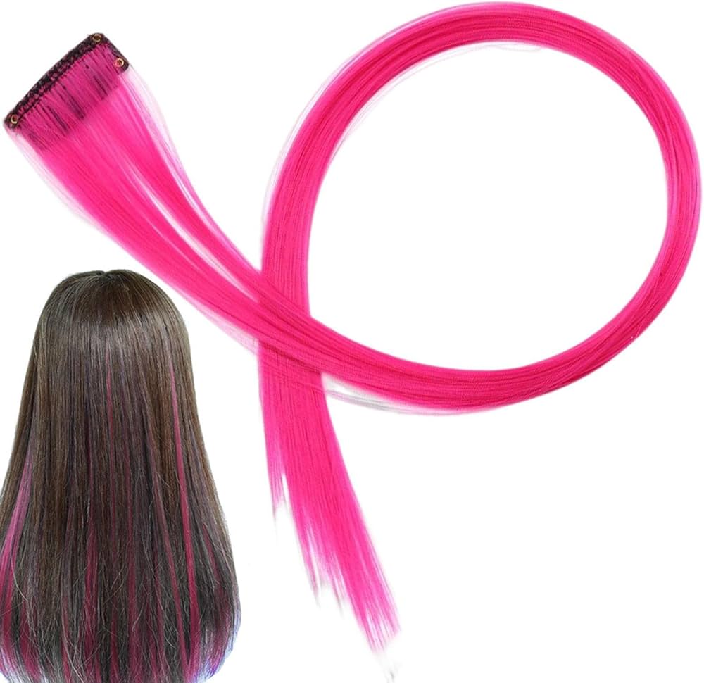 Synthetic Clip-In Hair Extensions - Pink