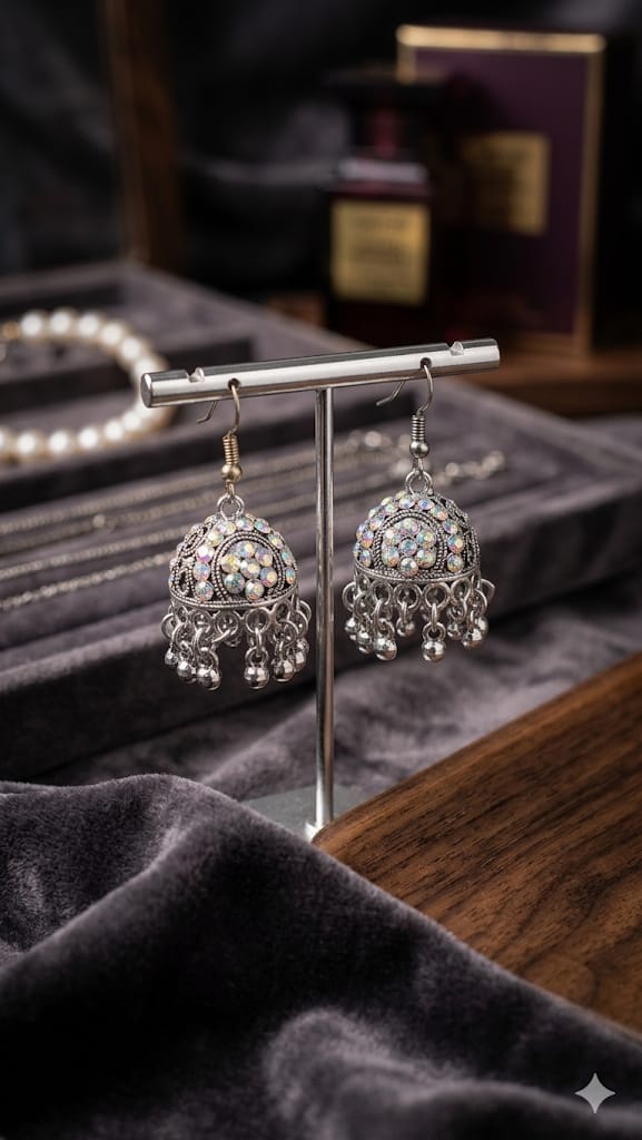 Silver Antique Style Golden Jhumki/Earrings For Girls & Woman