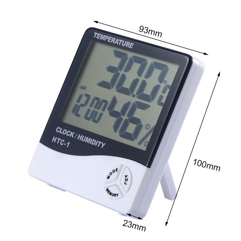 HTC-1 Electronic Temperature Humidity Meter, For Medical Indoor Room LCD Digital Thermometer Hygrometer Weather Station Alarm Clock