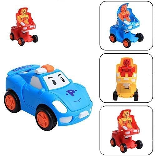 Police Mini Car Racing Friction Toy Racing De Forming Car to Robot Push Back N Go Toys for Kids
