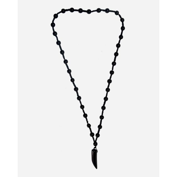 Mixed Stone Beads Black Mens Beaded Chain  Necklace  Pendant  Locket For Mens