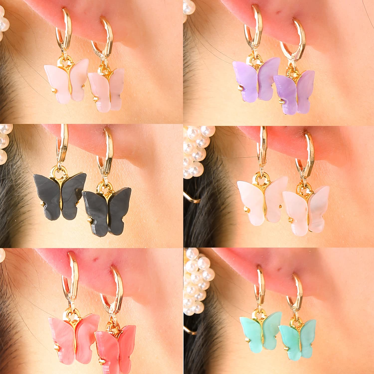 Trendy Tassel Vintage Pearl Twist  Earrings set Butterfly Hollow Plated Dangle Earrings Women Gift