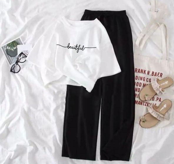 Summer Printed Crop Top & Flapper Sleepwear Set for Women