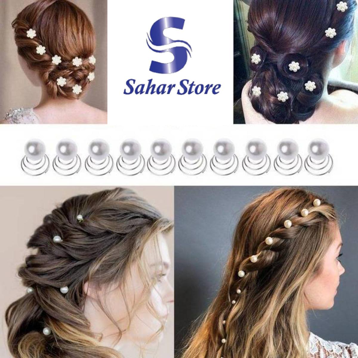 saharstore 12Pcs Bridal Wedding Pearl Hairpins Swirl Spiral Twist Tiara Hair Jewelry hpfrsrd3e-1