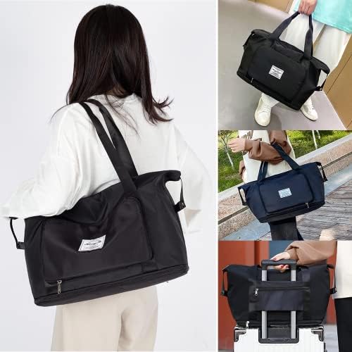 NEW LARGE CAPACITY MULTIFUNCTIONAL FOLDING TRAVEL BAG , DUFFEL BAG , DRY AND WET SEPARATION SPORTS WATERPROOF LUGGAGE TOTE HANDBAG TRAVEL BAG GYM YOGA STORAGE BAG FOR WOMEN AND MEN (black)