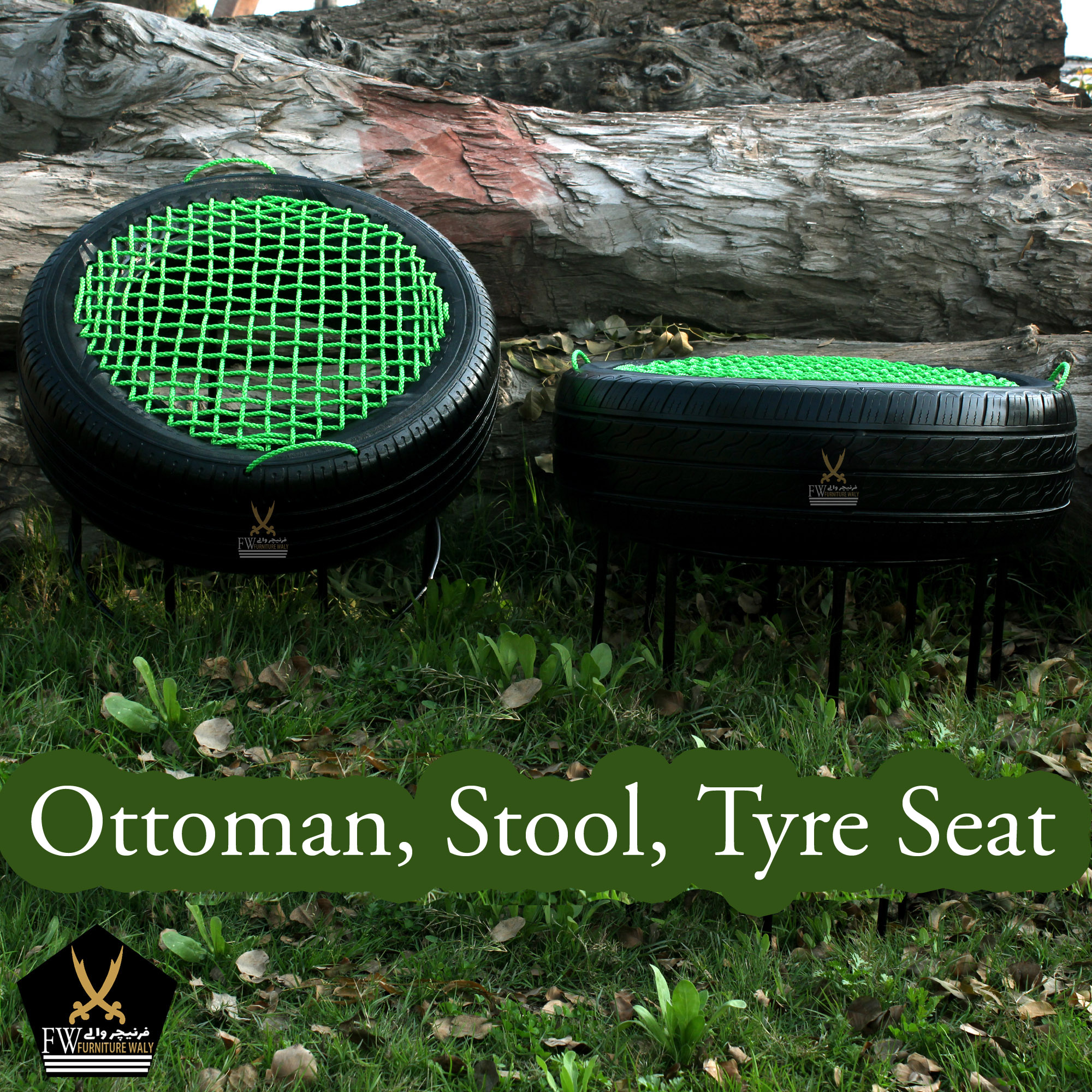 Stool, Ottoman, Seat Made With Tyre Ottoman Tyre Seat
