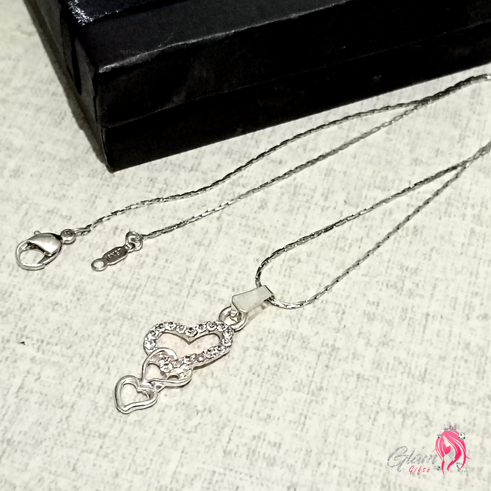 Silver Heart Pendant Necklace with gift Box for Friends
