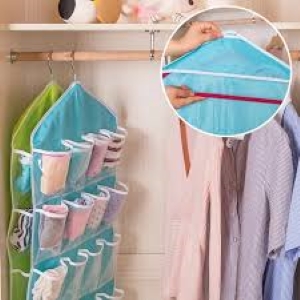Wardrobe Wall Mounted (Pack Of 02) 16 Grid Storage Bag Shoe Toy Underwear Slippers Jewelry Sorting Door Wall Hanging Organizer