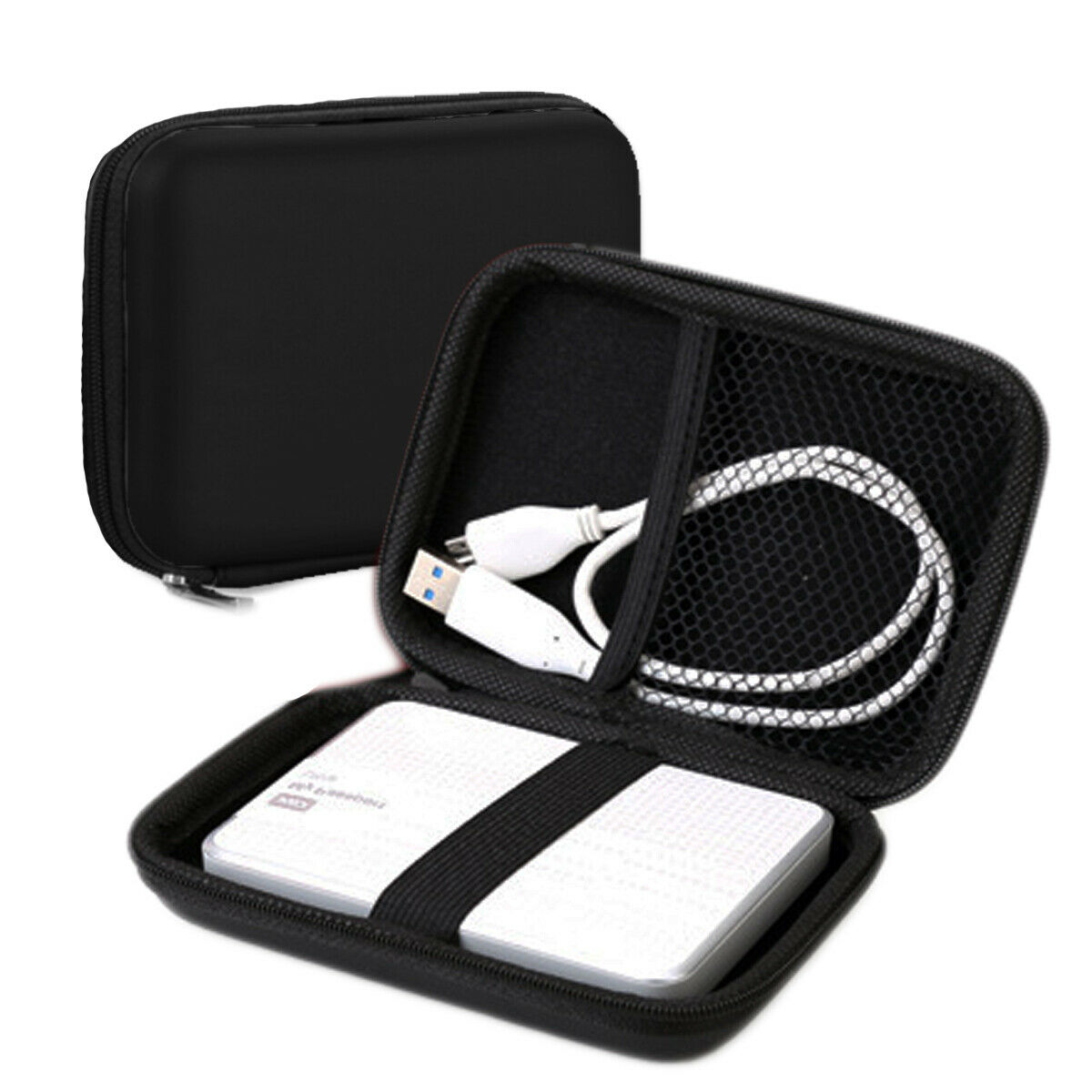 WD Shockproof Hard Carrying Case Bag For 2.5" External HDD Hard Drive - WD HARD POUCH HDD - External Hard Drive Carrying Case WD HDD SSD Bag - Handsfree case pouch - power bank Case - Mobile HDD Or SSD earbuds handsfree usb case pouch -Camera Case -