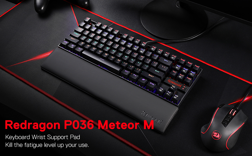 Redragon P036 Meteor M Gaming Keyboard Wrist Rest Pad with Ergonomic Soft Memory Foam for 80% 87 Keys TKL Size 14.13 x 2.87 in, 0.78 inch 9 b3f04737b6ccc80974bb4f62aa8e258b