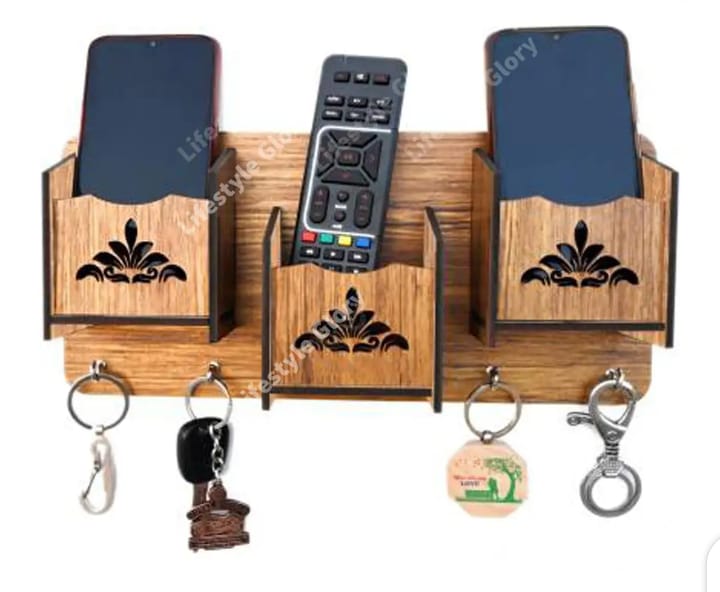 Wooden Wall Keychain and Mobile Phone Holder wooden keychain holder and  wooden mobile phone charging holder