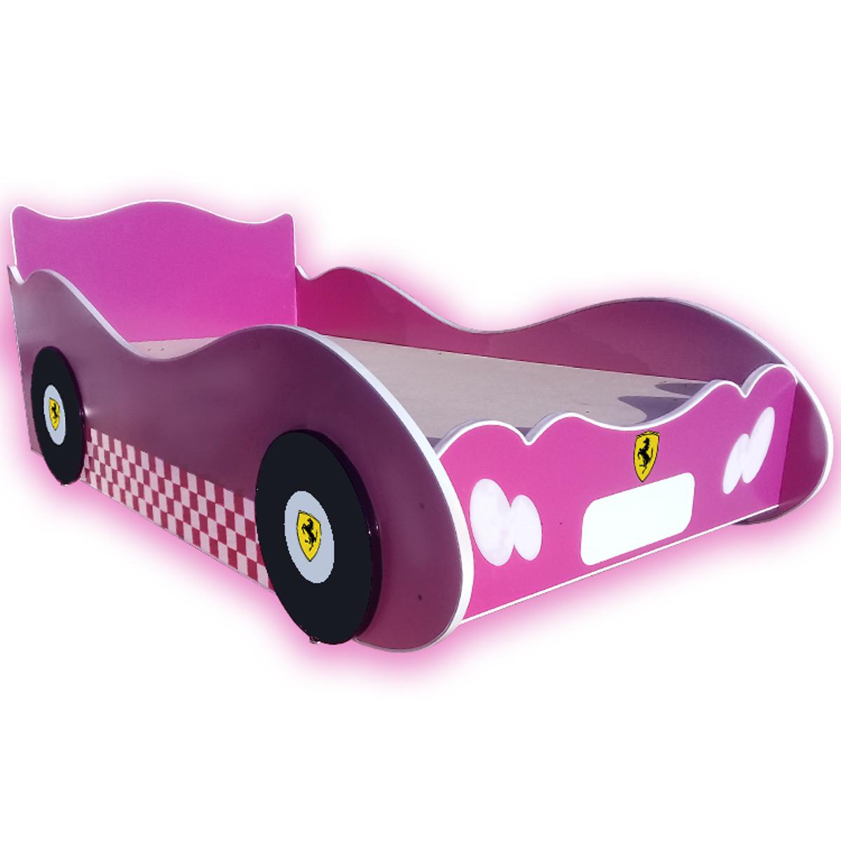 Furnishoo Kids - Racing Car Bed - Kids Furniture - Pink High Back Car Bed