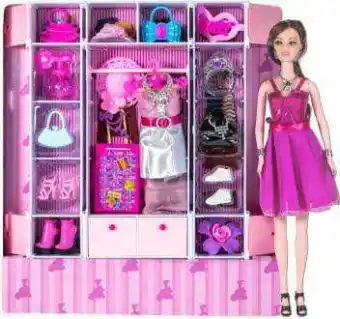Doll Wardrobe Set With Beautifull Doll 
