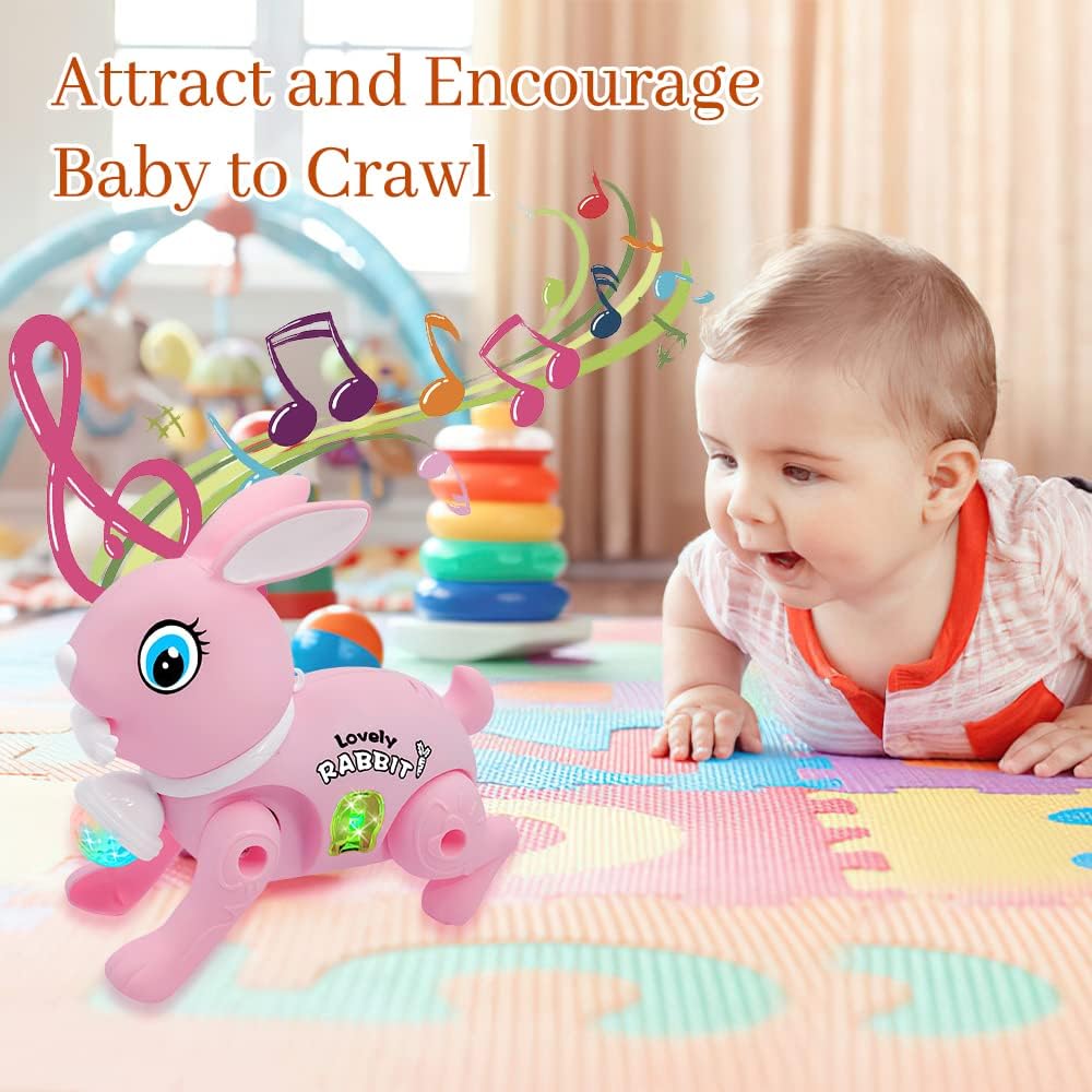 Free Delivery - Electric Bunny Rabbit Plush Toy with Music & LED Perfect Birthday Gift for Girls Boys Kids