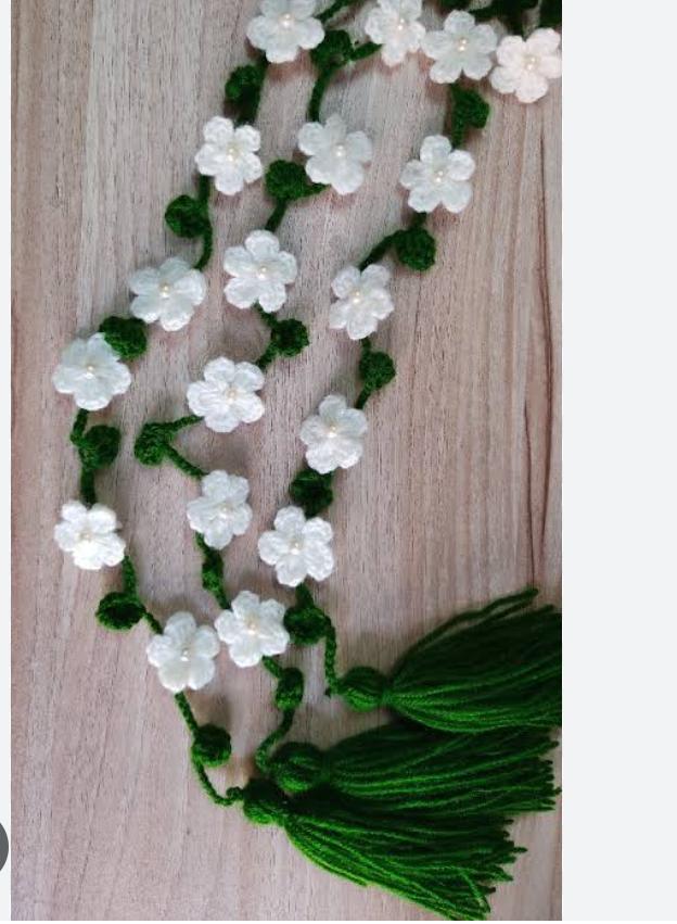CROCHET BEAUTIFUL FLOWER HAIR BRAID TASSELS -HANDMADE CROCHET PRANDA/PARANDA FOR GIRLS / HAIR ACCESSORIES / 16 to 17 INCHES -FASHION / urban crate
