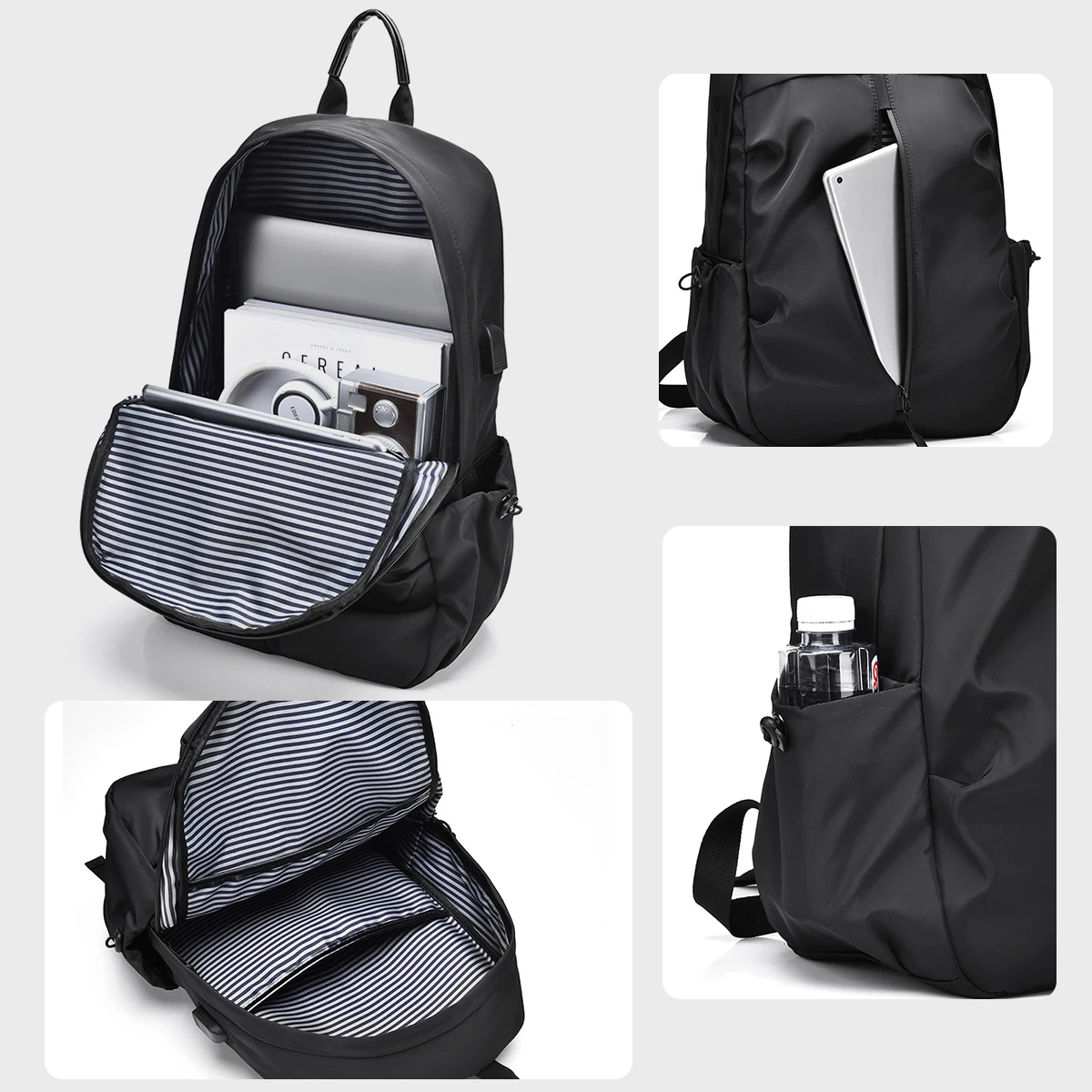 Men's Casual Large Capacity Travel Backpack Lightweight Waterproof Computer Backpack Student School Bag Unisex ( NO USB PORT )