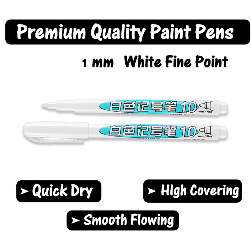 3pcs White Paint Pens 1mm Acrylic White Permanent Waterproof Markers For  Rocks Painting Metal Wood Glass Ceramic Tire Fabric