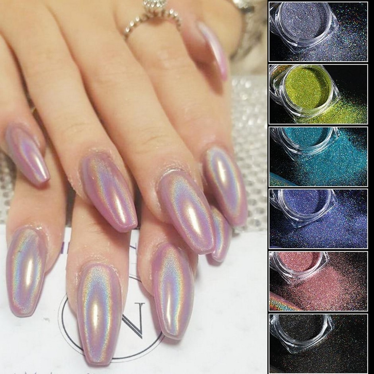 12 Box Nail Glitter Powder 12 rendom Colors Rainbow Shining Pigment Holo Nail Art Decorations