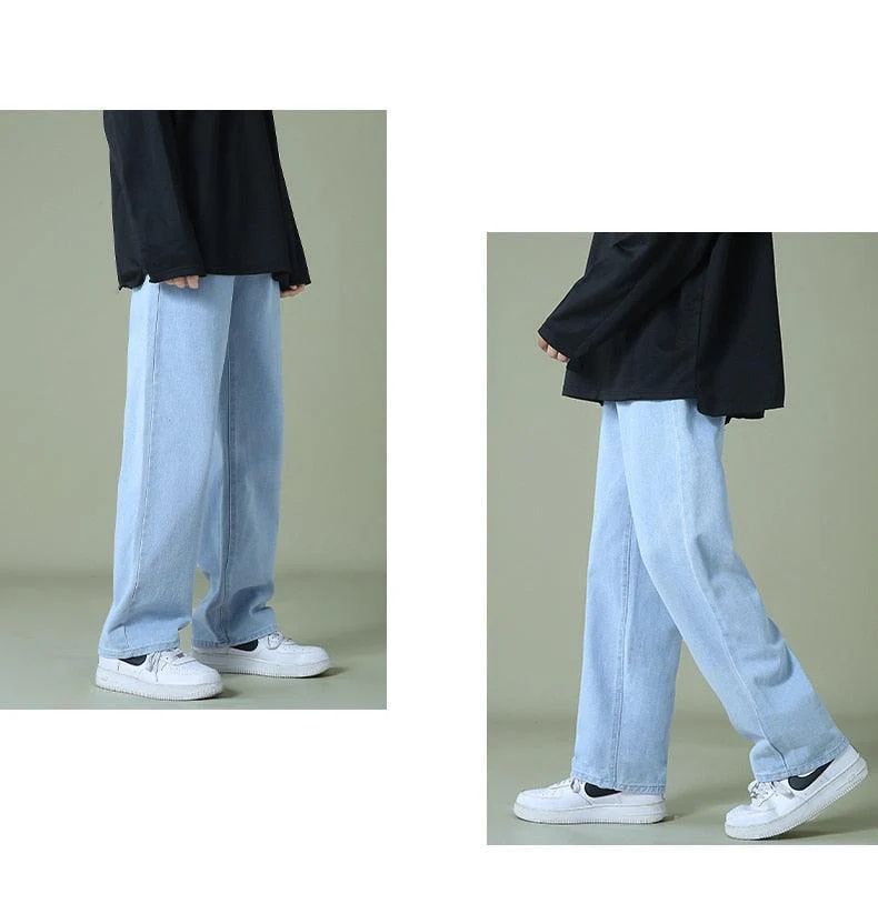 Unisex Ice Blue Highwaist Wide Leg Jeans for men - Wide Leg Jeans - Ice Blue Wide Leg Jeans For Male Highwaist Style