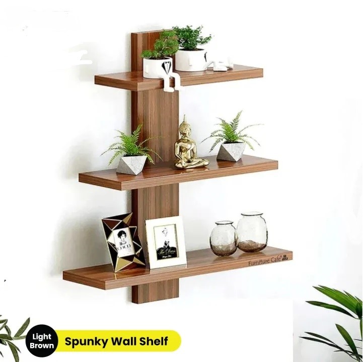 Modern Free-Style Wall Shelf – 3 Tier Floating Wooden Wall Rack | Decorative Wall Hanging Shelf for Books, Plants & Home Décor | Stylish Storage Organizer for Living Room, Bedroom, Kitchen & Office