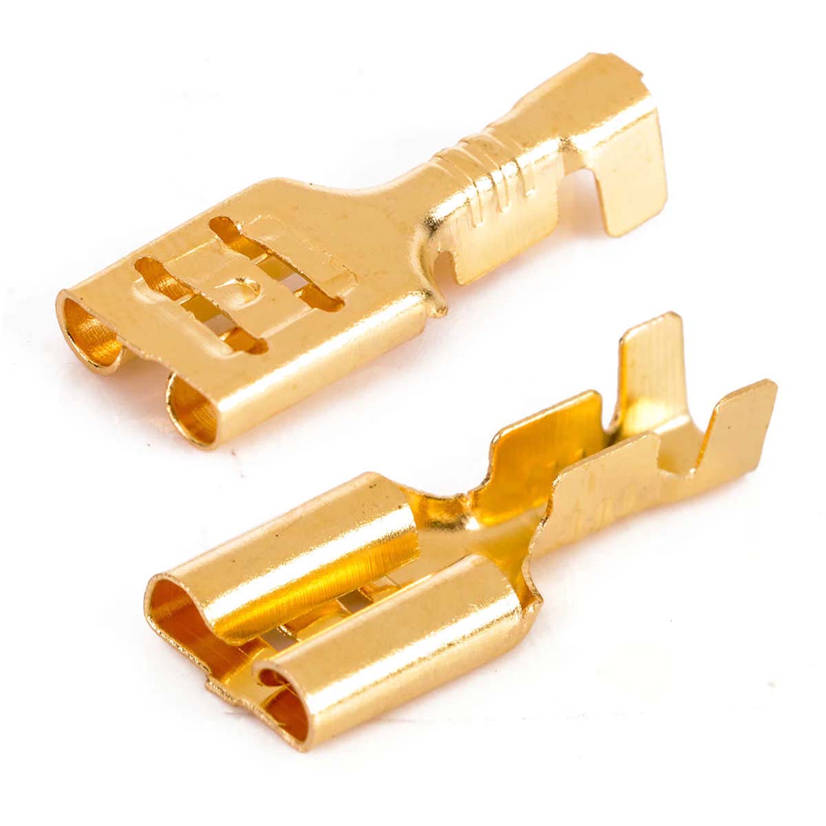 20pcs Spade Terminal Connector Gold Tone Brass Female Spade Terminal Connector Electric Wire Connector 6.3mm Car Boat