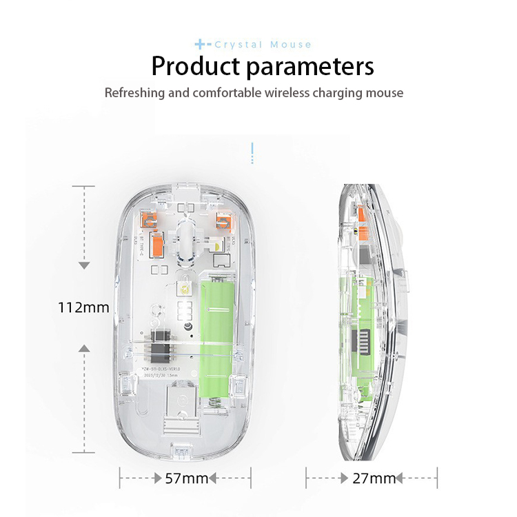 Type C Transparent Rechargeable Wireless Mouse Ultra Slim Gaming Mouse RGB Dual Mode 5.1 Bluetooth Mouse Rechargeable Battery Gaming RGB USB Wireless Optical Mouse With Silent Clicks 2.4G Backlit Mice Mouse For Pc Laptop, Computer, MacBook, iPad, Smart TV