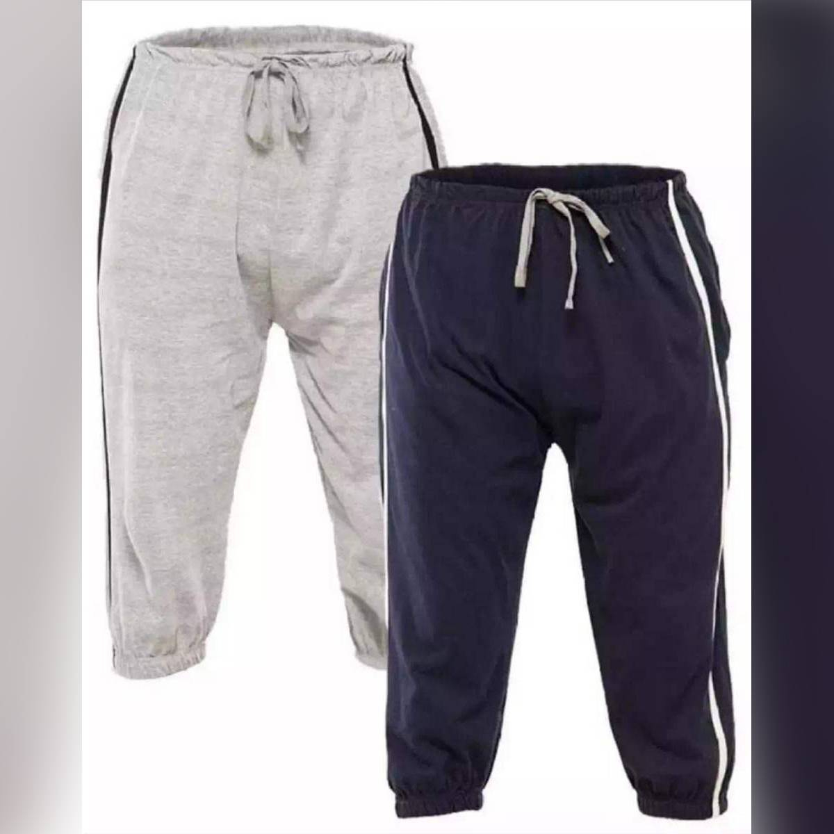 Pack of Two - Three Quarter Jersey Shorts For Him- Blue, Grey BY POCKET FANCY STORE