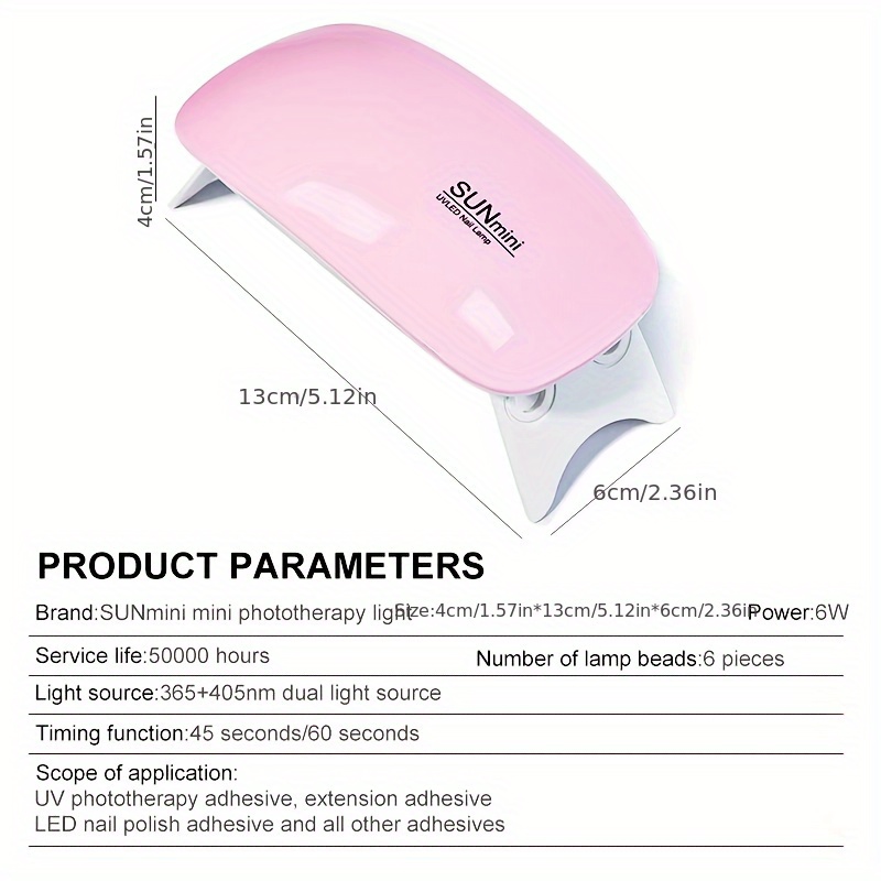 UV LED Nail Lamp 6W with Timer | SUN Mini Foldable USB Nail Dryer for Gel Polish | Portable UV/LED Light for Manicure & Pedicure