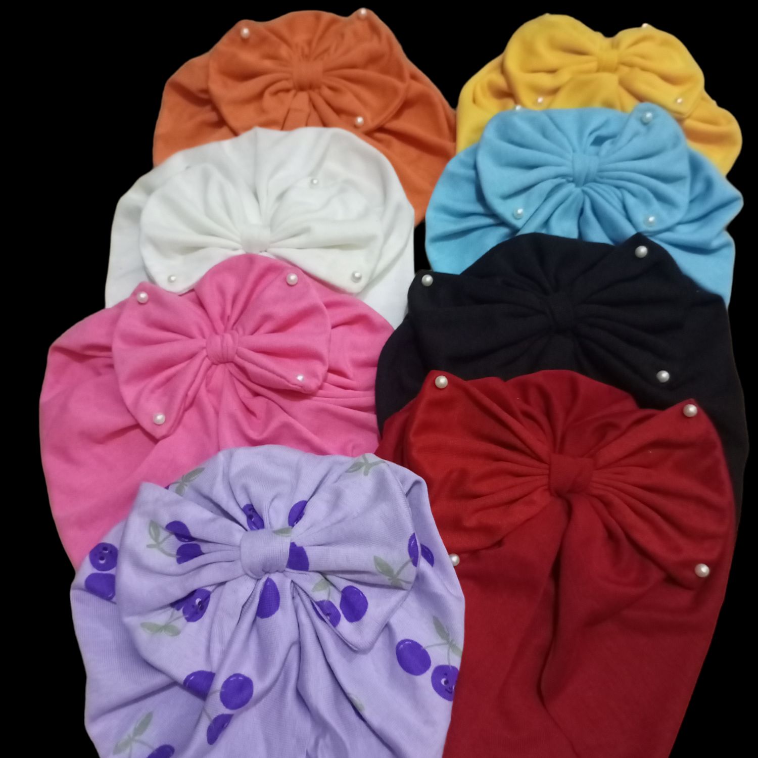 8pcs Mix colors Turban cap for baby girl Bow Headband